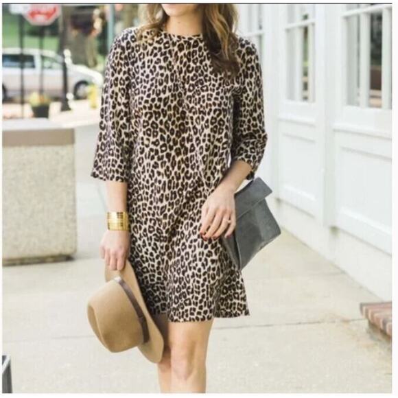 EQUIPMENT Femme Sz M Aubrey Silk Shift Dress Leopard Animal Print - Picture 1 of 11